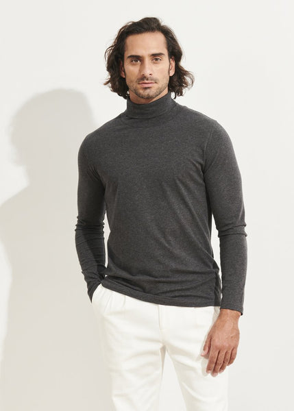 Patrick Assaraf Pima Stretch Turtle Neck - Charcoal