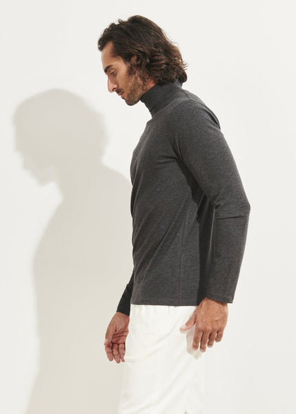 Patrick Assaraf Pima Stretch Turtle Neck - Charcoal