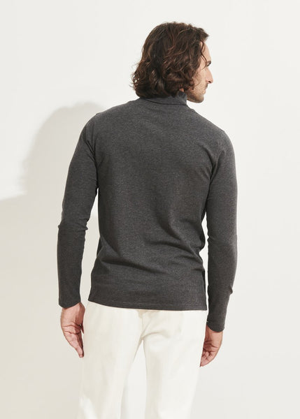 Patrick Assaraf Pima Stretch Turtle Neck - Charcoal