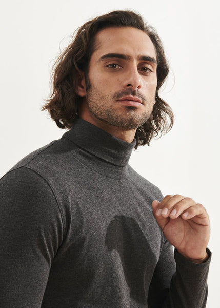 Patrick Assaraf Pima Stretch Turtle Neck - Charcoal