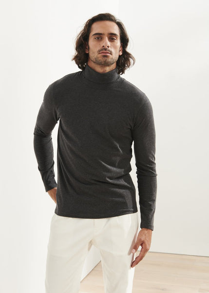 Patrick Assaraf Pima Stretch Turtle Neck - Charcoal