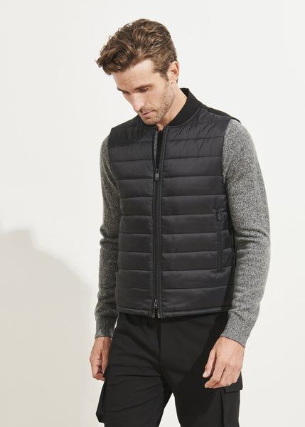 Patrick Assaraf Active Full Zip Vest -  Black
