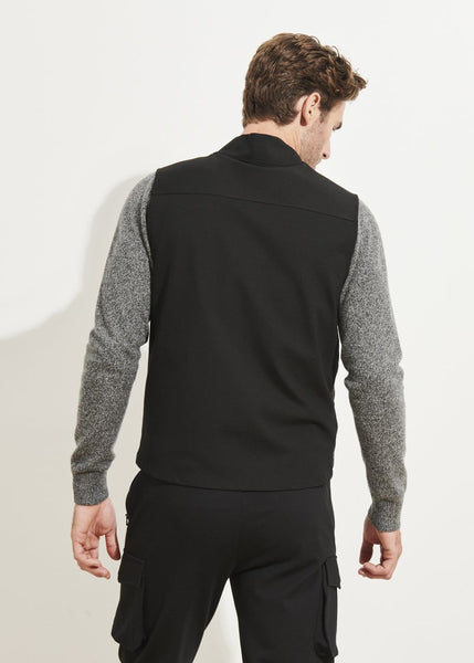 Patrick Assaraf Active Full Zip Vest -  Black