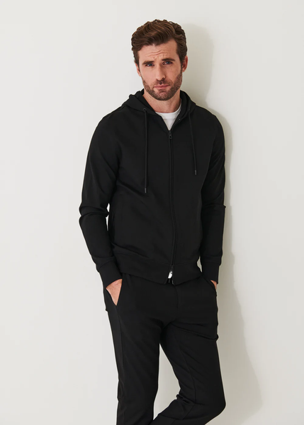 Patrick Assaraf Active Full Zip Hoodie - Black