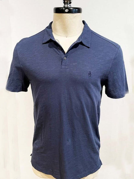 John Varvatos Victor SS Slub Peace Polo - Oiled Blue