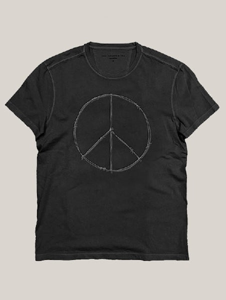 John Varvatos Peace Sign Embroidery Crew Neck T - Black
