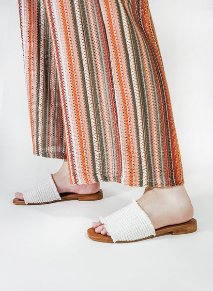 Kaanas Crete Frayed Sandal in White