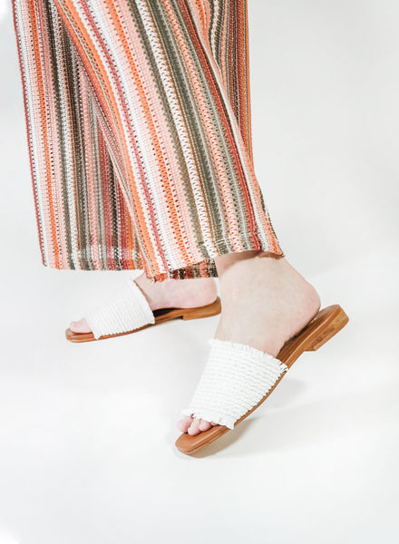 Kaanas Crete Frayed Sandal in White
