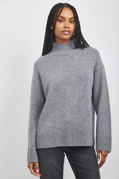 Rails Sasha Mock Neck Cashmere Blend Sweater in Heather Grey