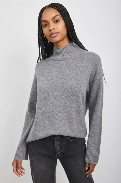 Rails Sasha Mock Neck Cashmere Blend Sweater in Heather Grey