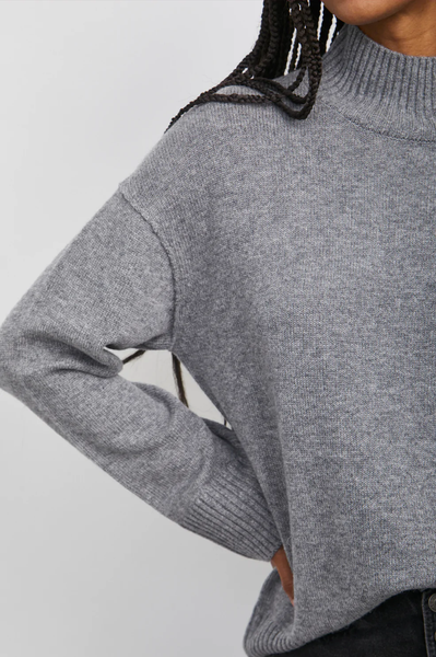 Rails Sasha Mock Neck Cashmere Blend Sweater in Heather Grey
