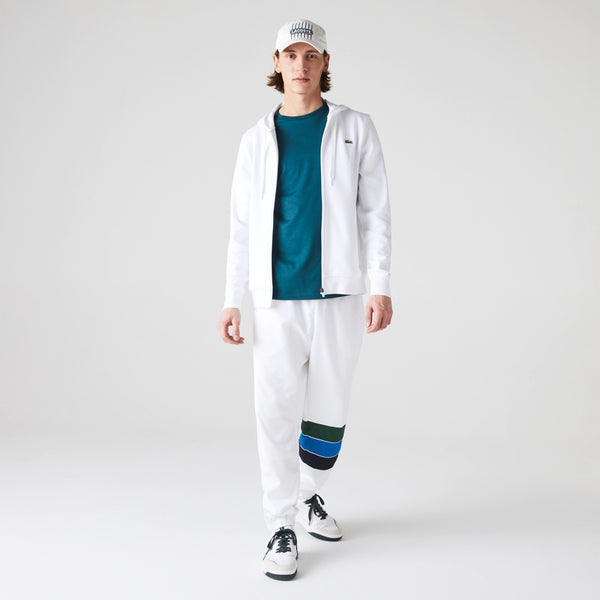 Lacoste SPORT Hooded Lightweight Bi-material Sweatshirt - White