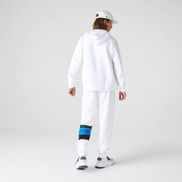 Lacoste SPORT Hooded Lightweight Bi-material Sweatshirt - White