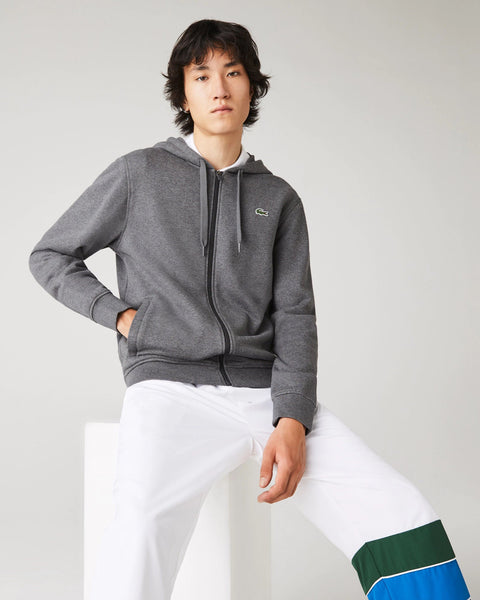 Lacoste SPORT Hooded Lightweight Bi-material Sweatshirt - Dark Grey