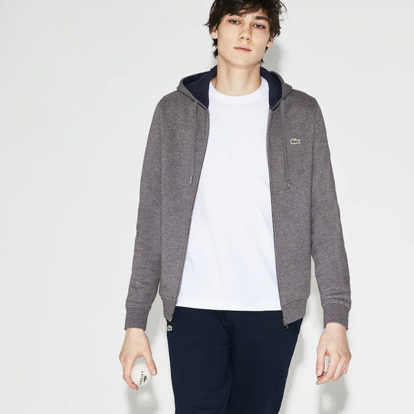Lacoste SPORT Hoodie Fleece Tennis Sweatshirt - Navy & Grey
