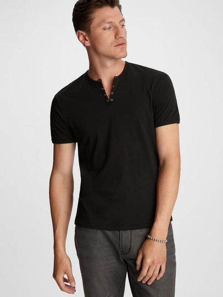 John Varvatos S/S Eyelet Placket Tee - Black