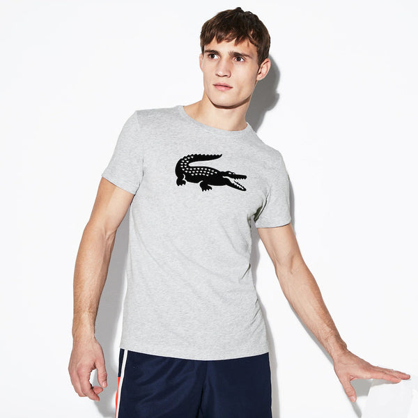 Lacoste Sport 3D Print Croc Jersey T-Shirt - Grey/Navy