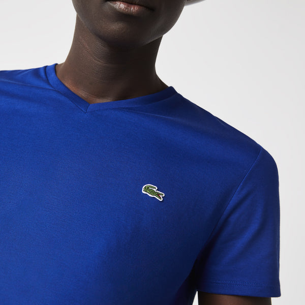 Lacoste V-neck Pima Cotton T-shirt - Cosmic Blue