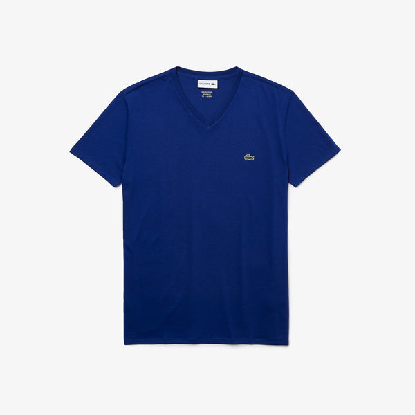 Lacoste V-neck Pima Cotton T-shirt - Cosmic Blue