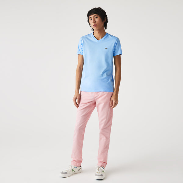 Lacoste V-neck Pima Cotton T-shirt - Overview Blue