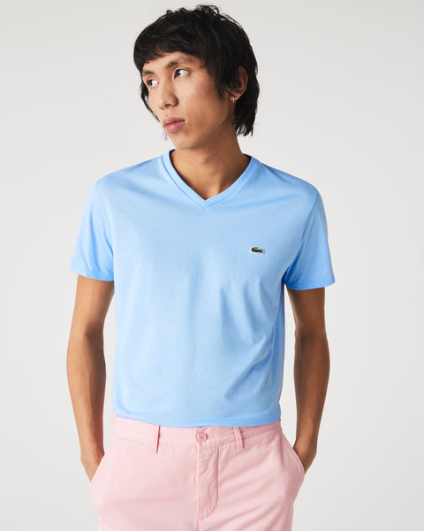 Lacoste V-neck Pima Cotton T-shirt - Overview Blue