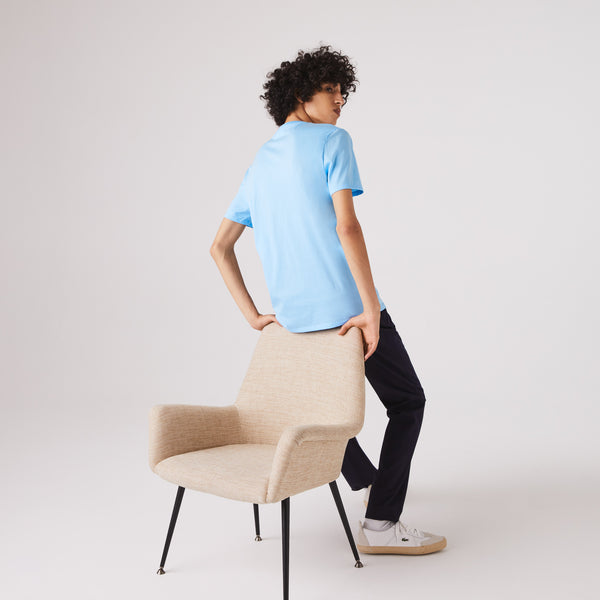 Lacoste V-neck Pima Cotton T-shirt - Overview Blue