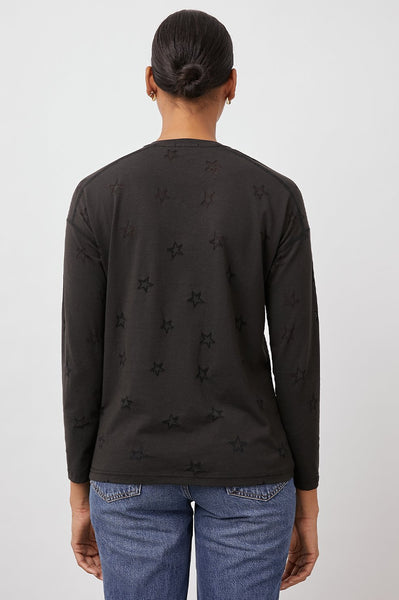 Rails Sami long sleeve v tee in black star burnout