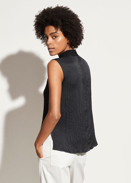Vince variegated rib shell top in black