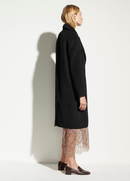 Vince Wool Blend Classic Coat in Black