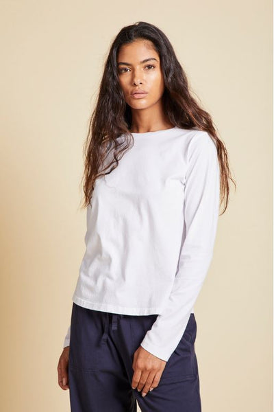 Velvet Vicente Organic Jersey Crew Long Sleeve in White