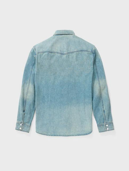 John Varvatos Marshall Western Denim Shirt - Fade Away Blue