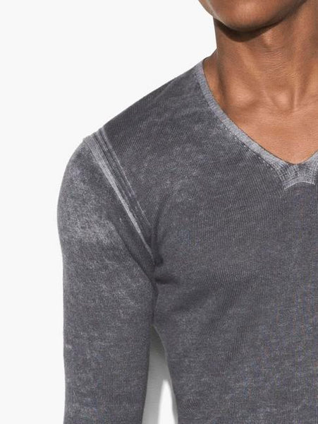 John Varvatos L/S V Reverse Print Sweater