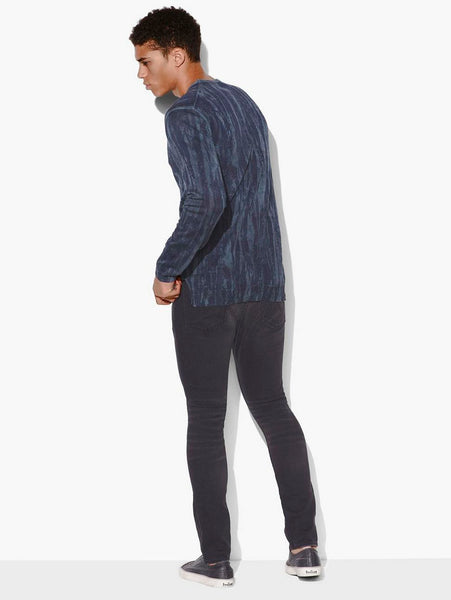 John Varvatos NOAH LS CREW IN DISTRESSED STROKES PRINT