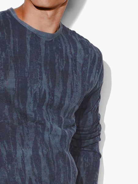 John Varvatos NOAH LS CREW IN DISTRESSED STROKES PRINT