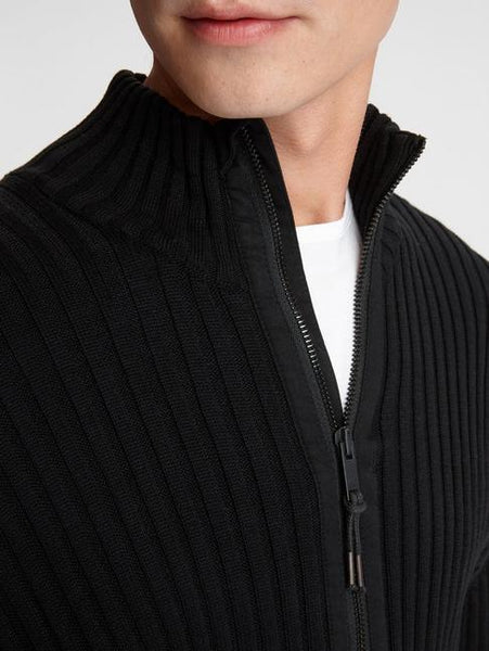John Varvatos LINCOLN LS FULL ZIP MOCK Black