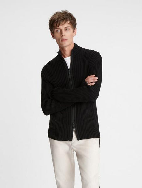 John Varvatos LINCOLN LS FULL ZIP MOCK Black
