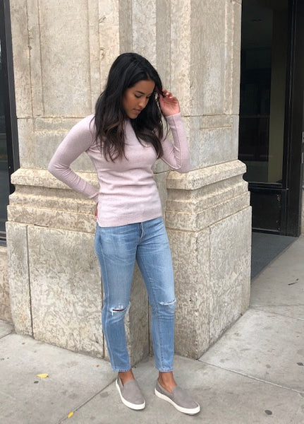 autumn cashmere raw edge crew cashmere sweater