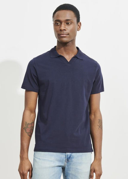 Patrick Assaraf Pima Cotton Stretch Open Polo - Midnight