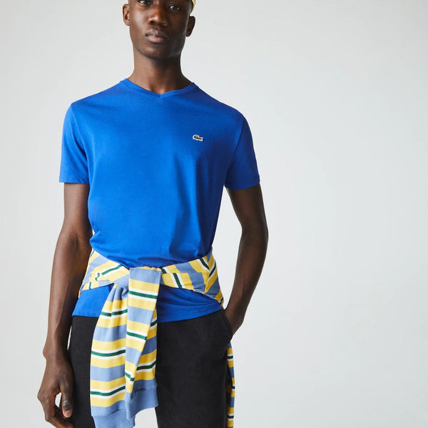 Lacoste V-neck Pima Cotton T-shirt - Lazuli Blue