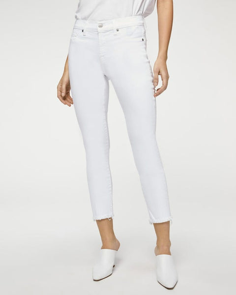 7 For All Mankind Roxanne Ankle w/Raw Hem in white