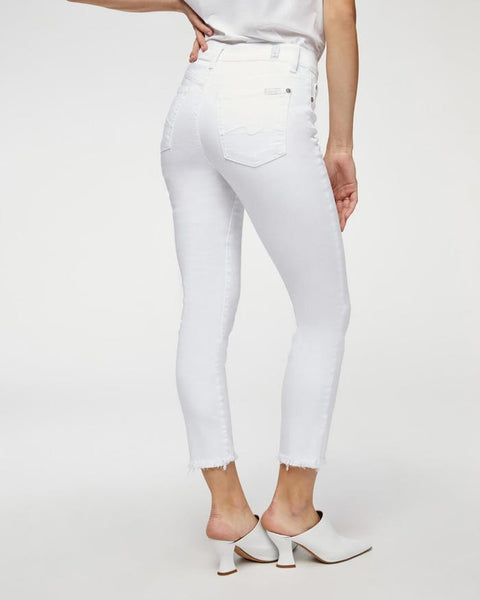 7 For All Mankind Roxanne Ankle w/Raw Hem in white