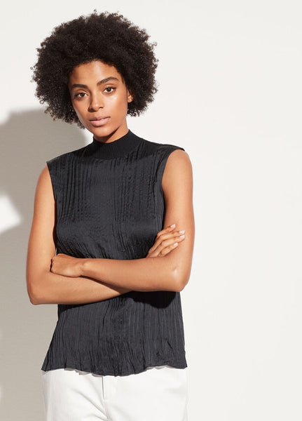 Vince variegated rib shell top in black