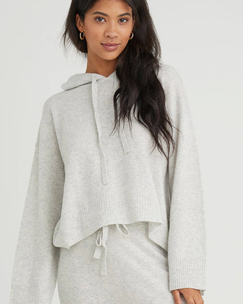bella dahl Cashmere Sweater Hoodie Heather Snowwhite