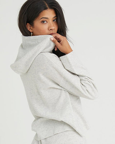 bella dahl Cashmere Sweater Hoodie Heather Snowwhite