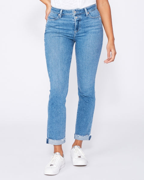 Paige Cindy Hi Rise Straight w Double Button in Neelah Distressed
