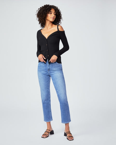 Paige Stella Straight Crop in Sea Water Distressed