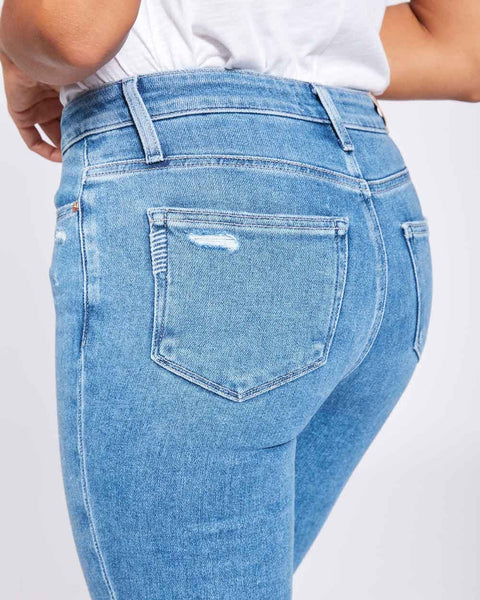 Paige Cindy Hi Rise Straight w Double Button in Neelah Distressed