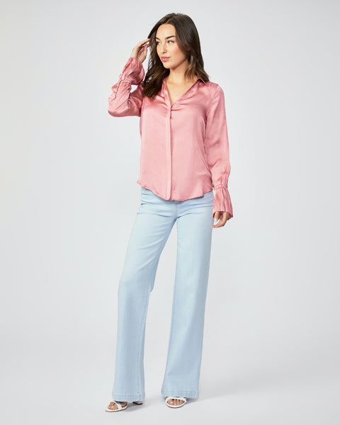 Paige Abriana Flared Cuff Shirt in Lipstick Pink