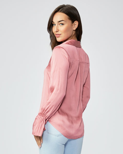 Paige Abriana Flared Cuff Shirt in Lipstick Pink