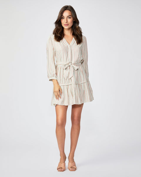 Paige Kylenn stripe 3/4 sleeve dress in Blue Grey Multi